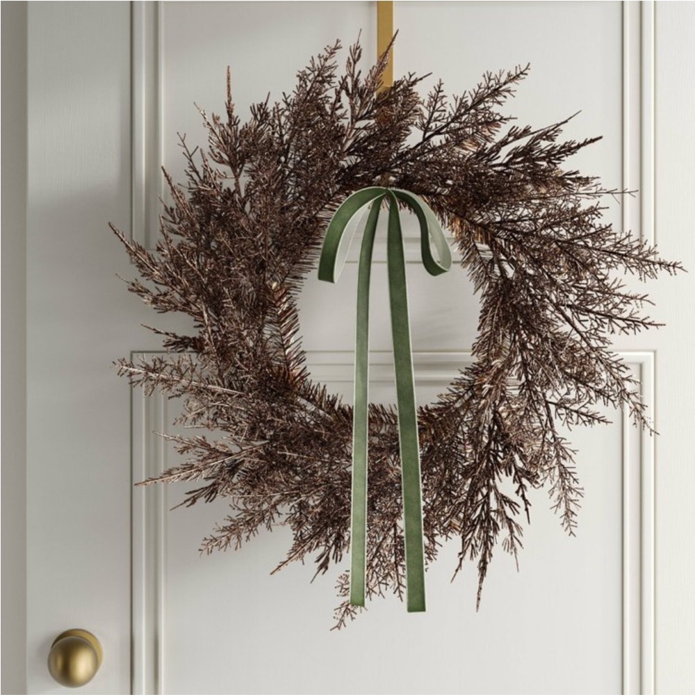 NEW 24in Copper Wreath with Green Ribbon